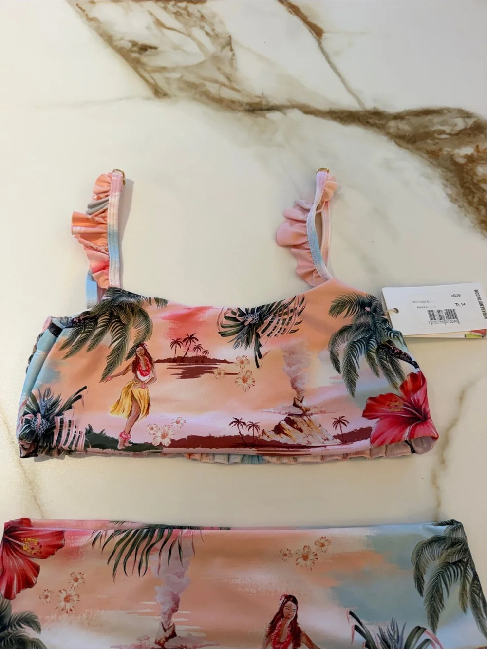 Agua Bendita Girls Pink Tropical Print Two-Piece Swim Set 14